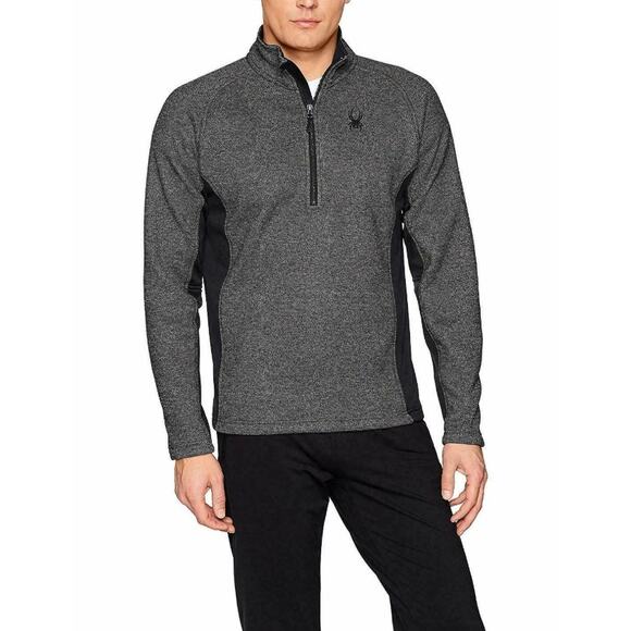 SPYDER dark gray black Outbound Stryker fleece lined 1/4 zip pullover sweater - Picture 2 of 12